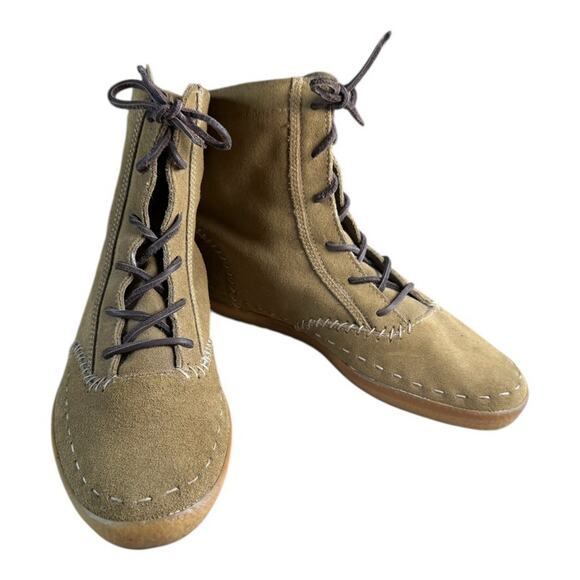 KEDS VintageTan Brown Suede High Top Ankle Moccasin Boots Rare Vintage US 8 EU39 - Picture 7 of 10